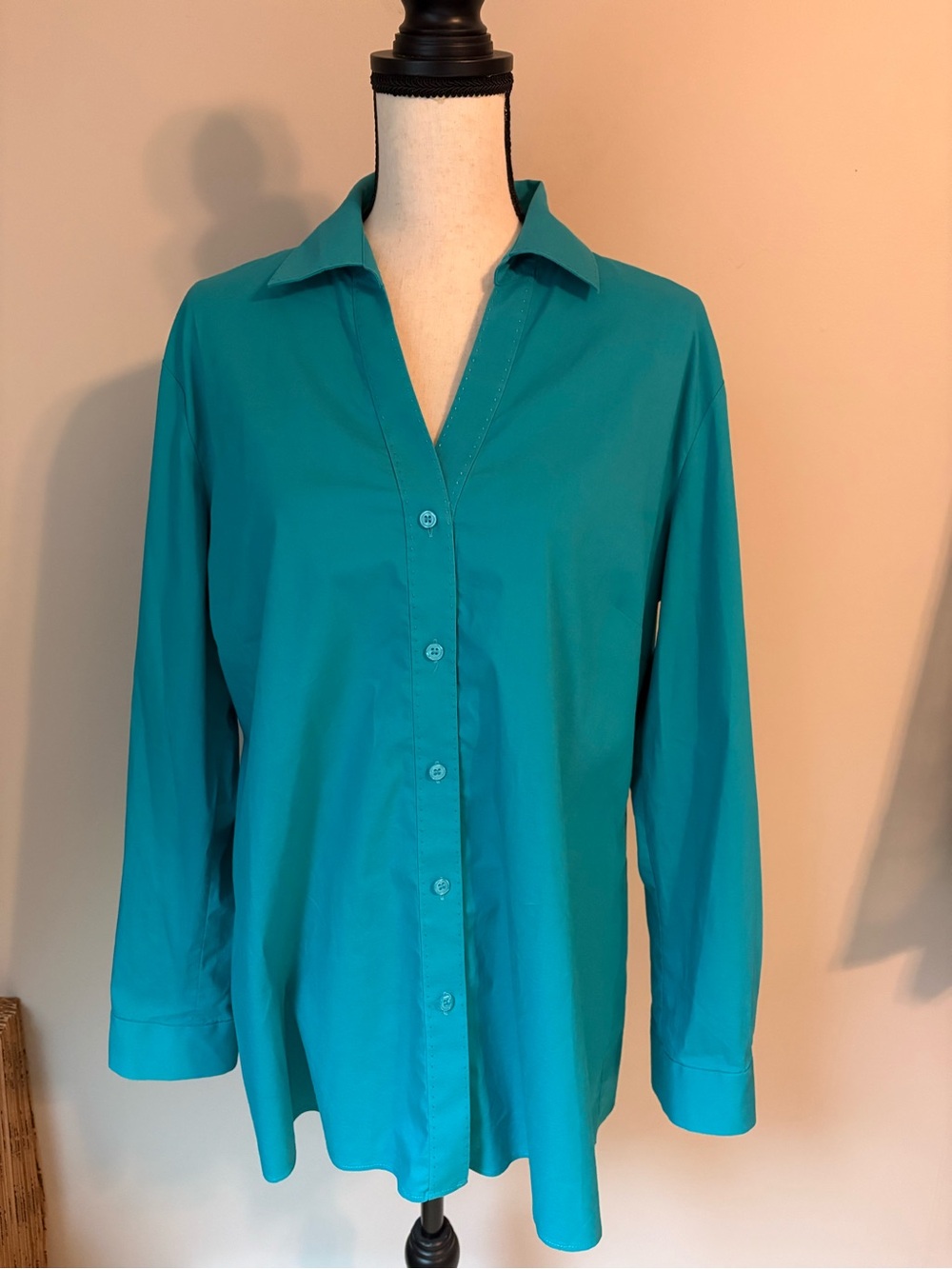 Chico’s Button-Down Shirt in Teal | Women’s Sz 3 (Chico’s) XL